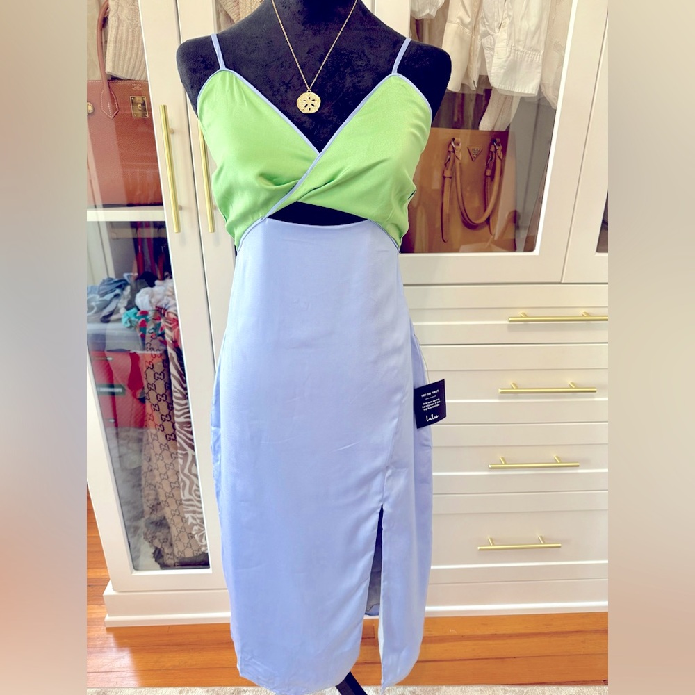 Lulu color black satin midi dress